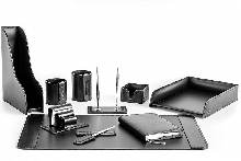 FG Black /Сuoietto черный - Настольный набор бювар 9/2 + 9 предметов